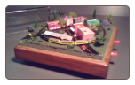 Miniature Train Layout - 4"x4" Circle with old Village